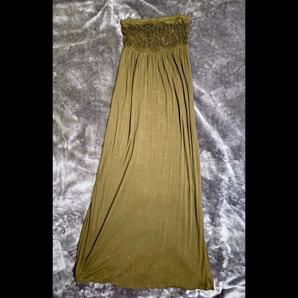 M Design History Black stretchy strapless maxi dress w/floral textured bust